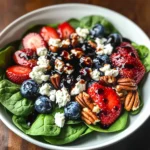 Berry Spinach Salad with Pecans, Feta, and Balsamic Glaze
