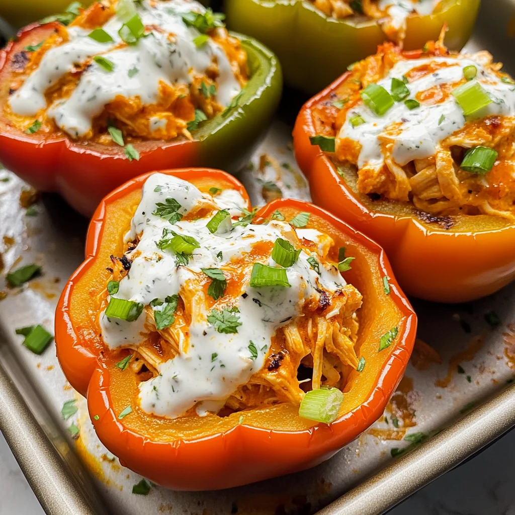 Buffalo Chicken Stuffed Peppers - Dairy Free & Low Carb