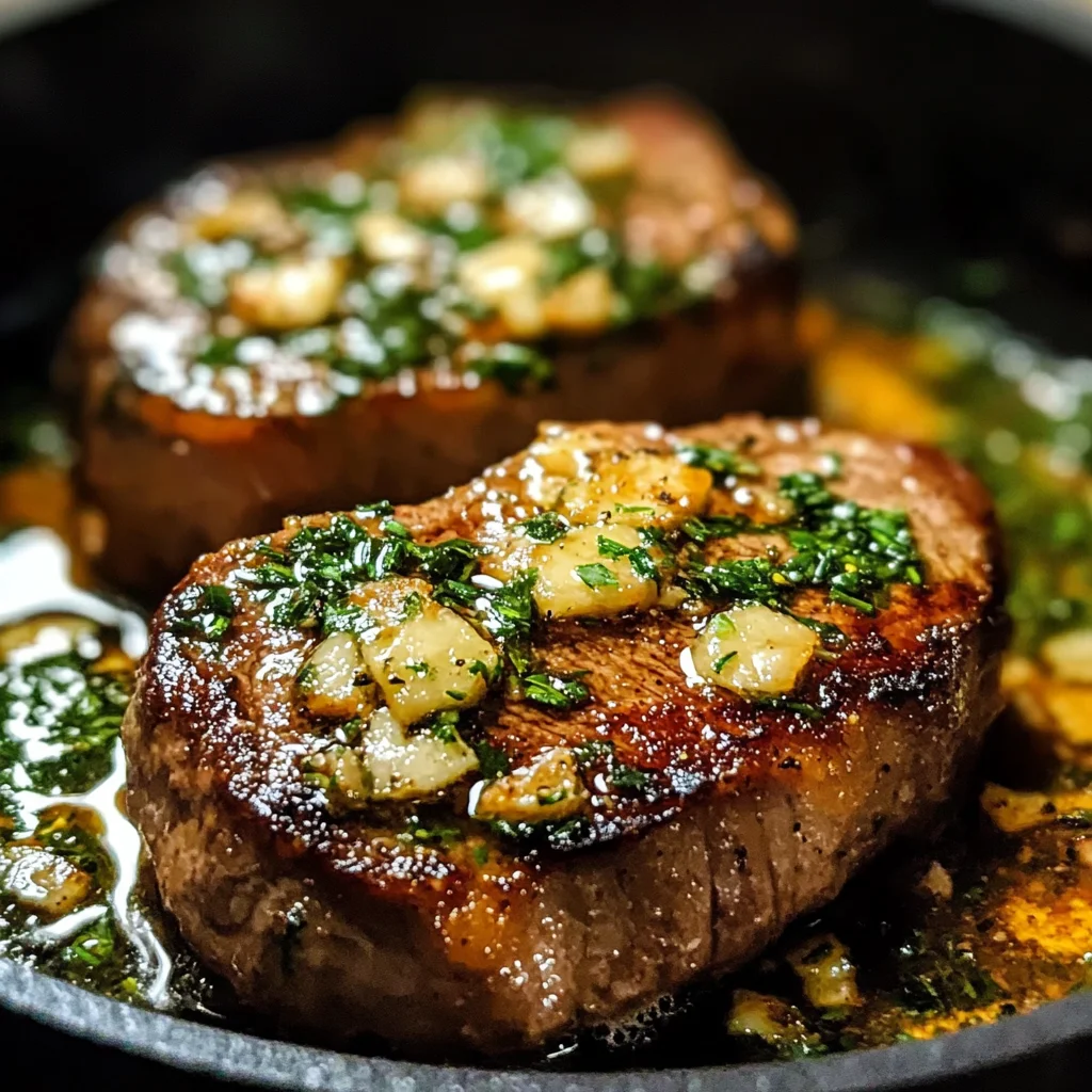 Garlic Butter Pan Seared beef Chops