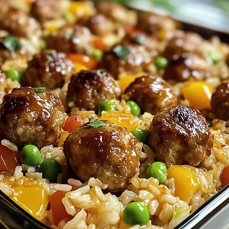 Honey Garlic Meatball & Rice Bake