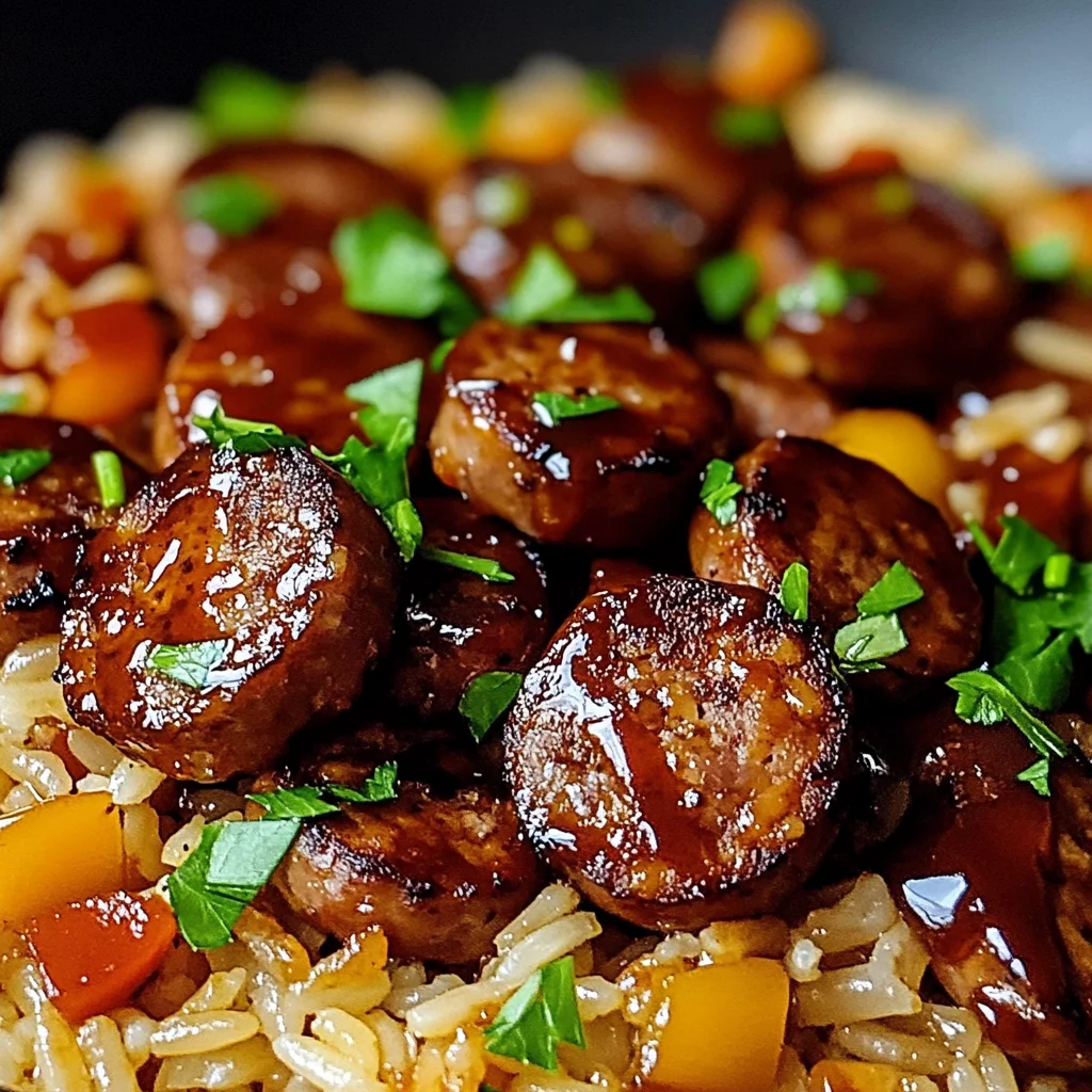 One Pan Sweet And Tangy Bbq Sausage Rice