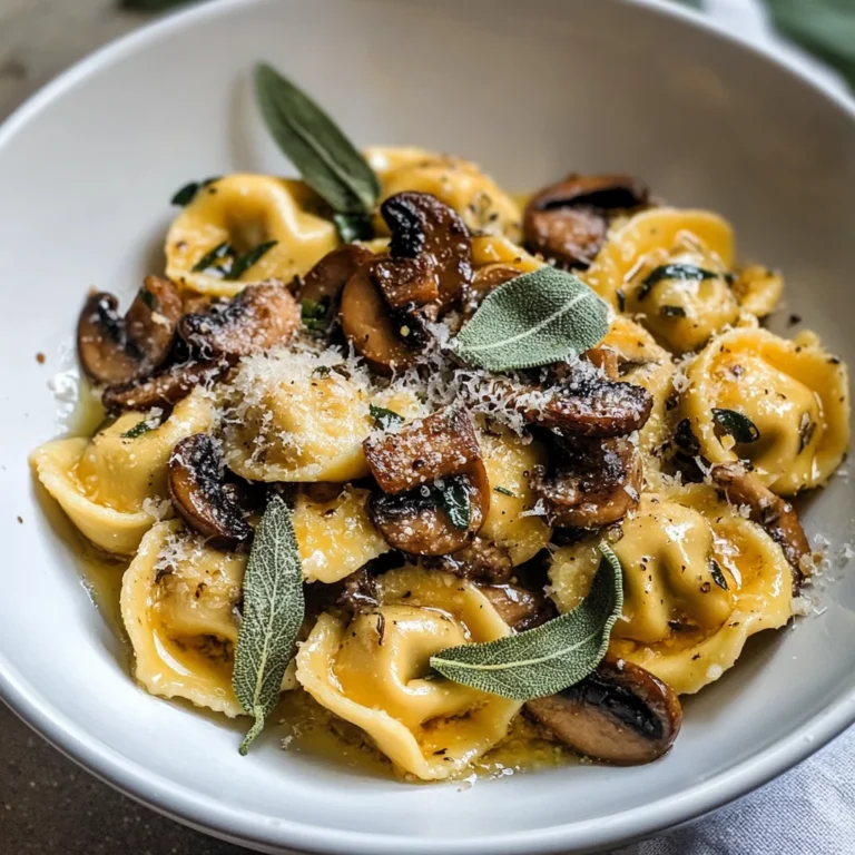 Cheese Tortellini with Butter, Mushrooms, and Crispy Sage