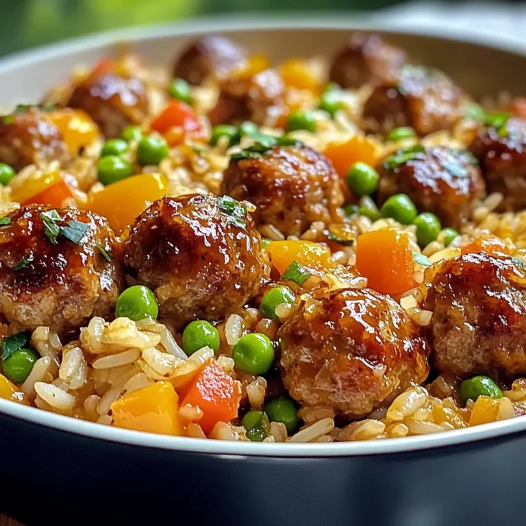 Honey Garlic Meatball Rice Bake