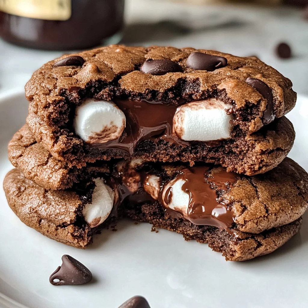 Marshmallow and Nutella Stuffed Chocolate Cookies