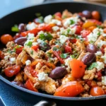 Mediterranean Keto Ground Chicken Skillet with Olives and Feta
