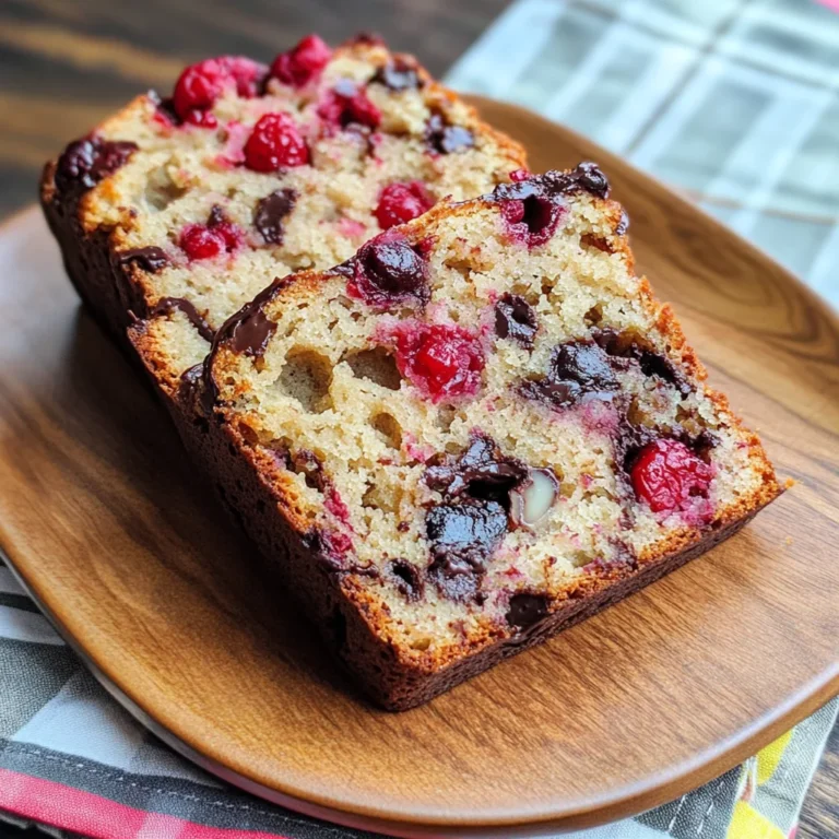 Raspberry Dark Chocolate Banana Bread
