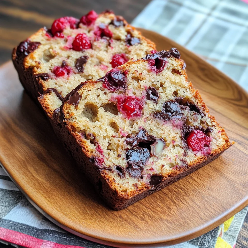 Raspberry Dark Chocolate Banana Bread