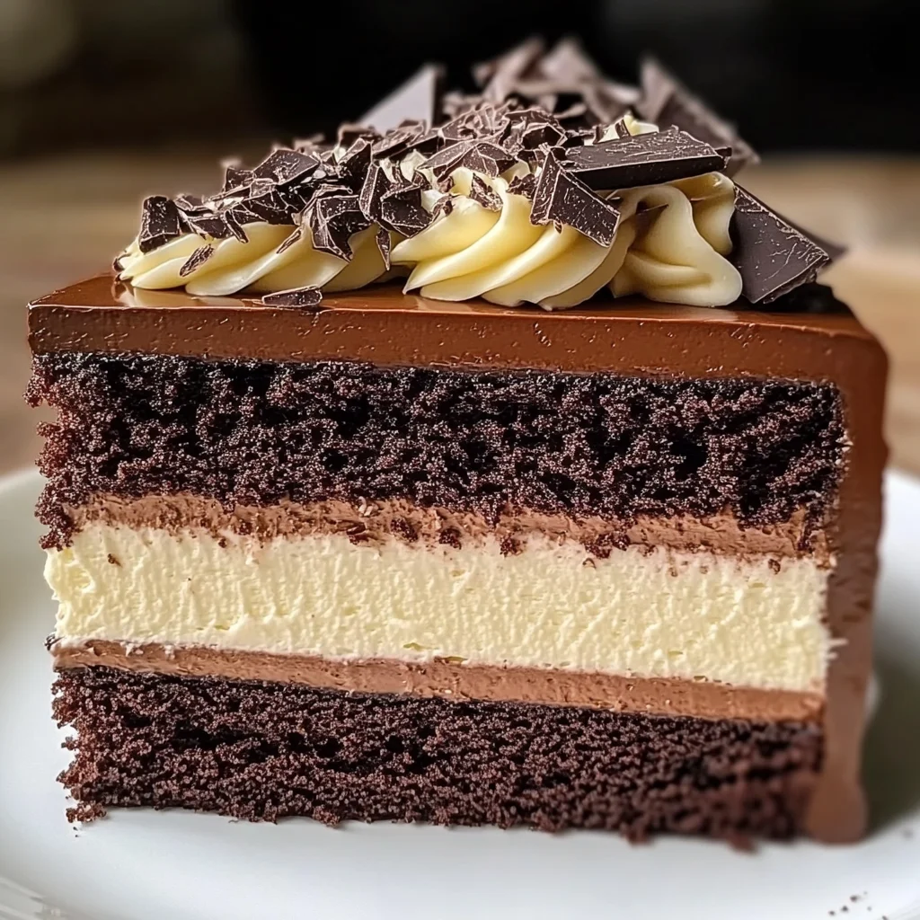 Tuxedo Cake – Triple Chocolate Mousse Cake