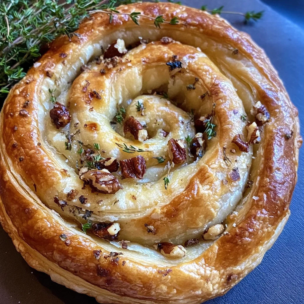 Blue Cheese Walnut Thyme Puff Pastry Twirl Recipe