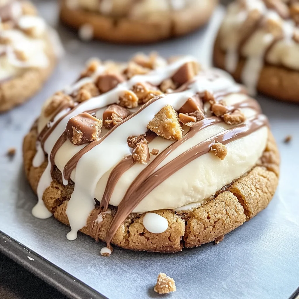 Cheesecake-Stuffed Cookies with White Chocolate and Reese’s