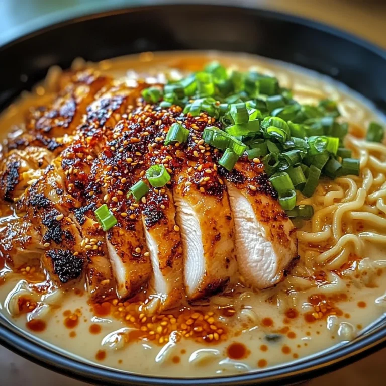 Fiery Chicken Ramen with Creamy Garlic Sauce