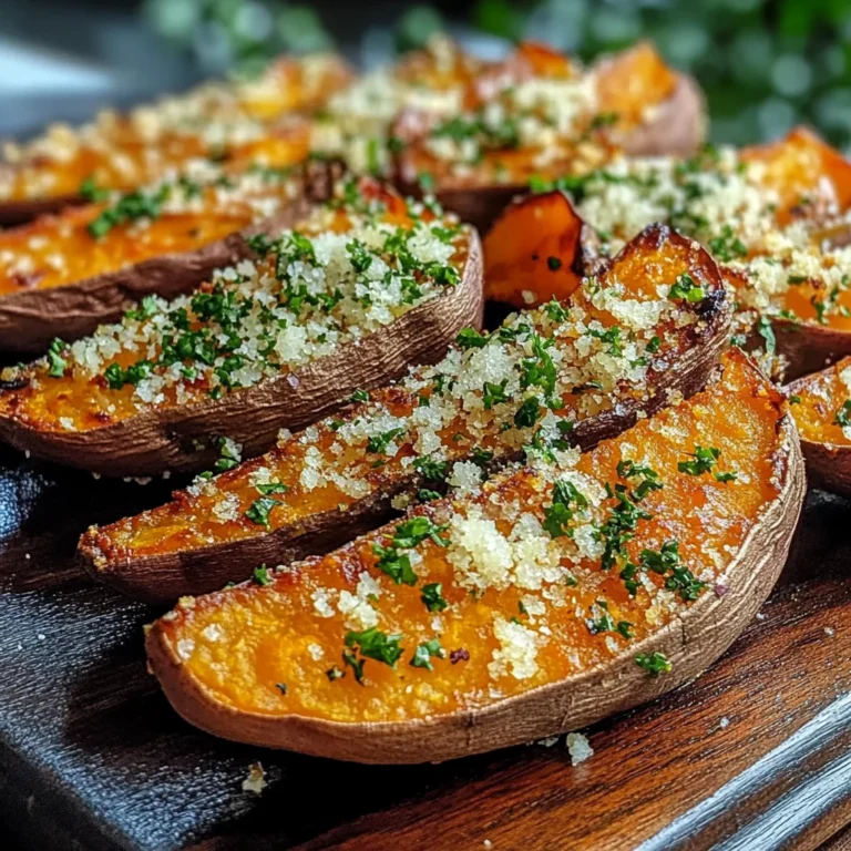 Garlic Parmesan Sweet Potato Wedges