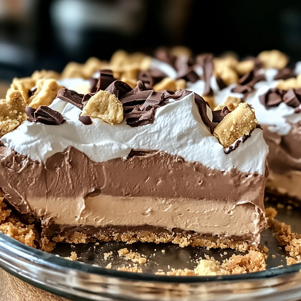 No-Bake Cream Cheese Peanut Butter Pie with Chocolate Whipped Cream