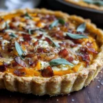Pumpkin, Ricotta & Caramelized Onion Tart with Bacon and Sage