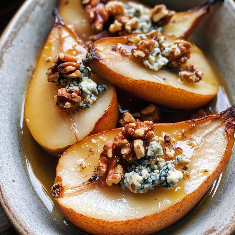 Roasted Pears with Blue Cheese, Walnuts and Honey Recipe