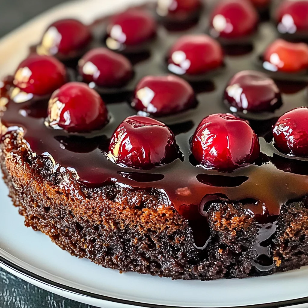 Chocolate Cherry Upside Down Cake 🍒🍫