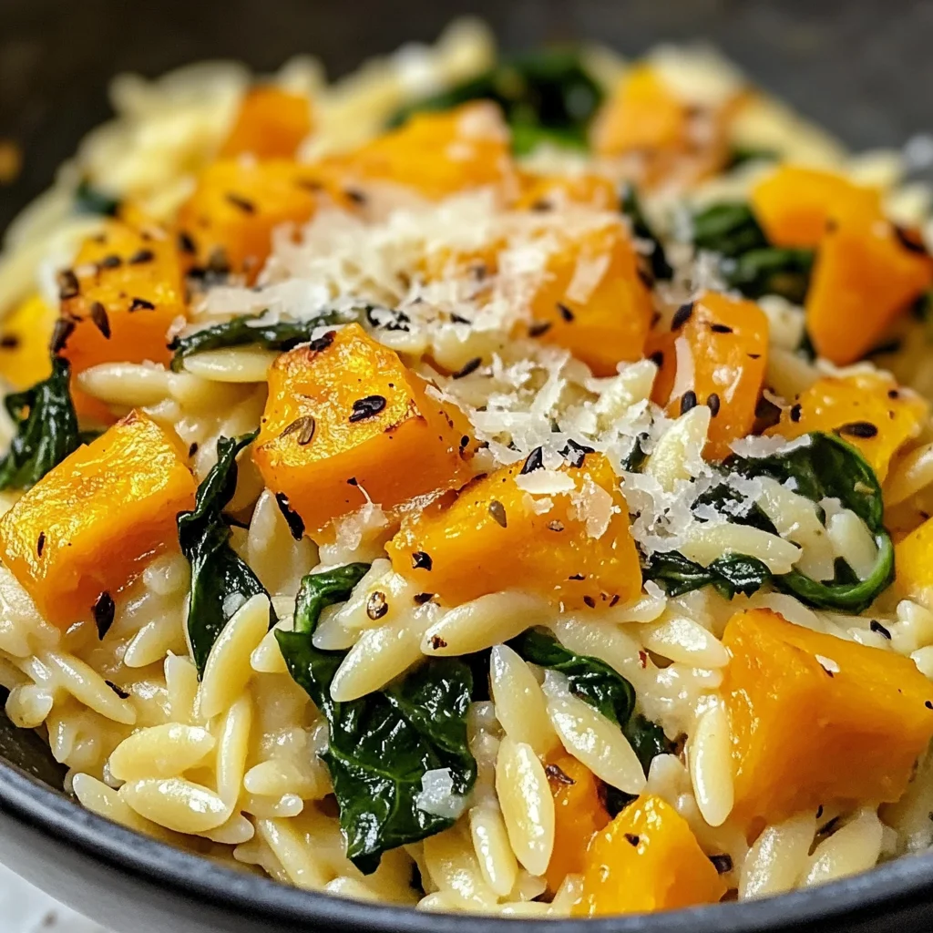 Creamy Orzo with Roasted Butternut Squash and Spinach