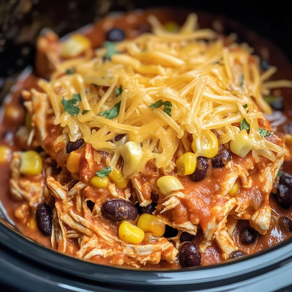 Crockpot Chicken Enchilada Casserole