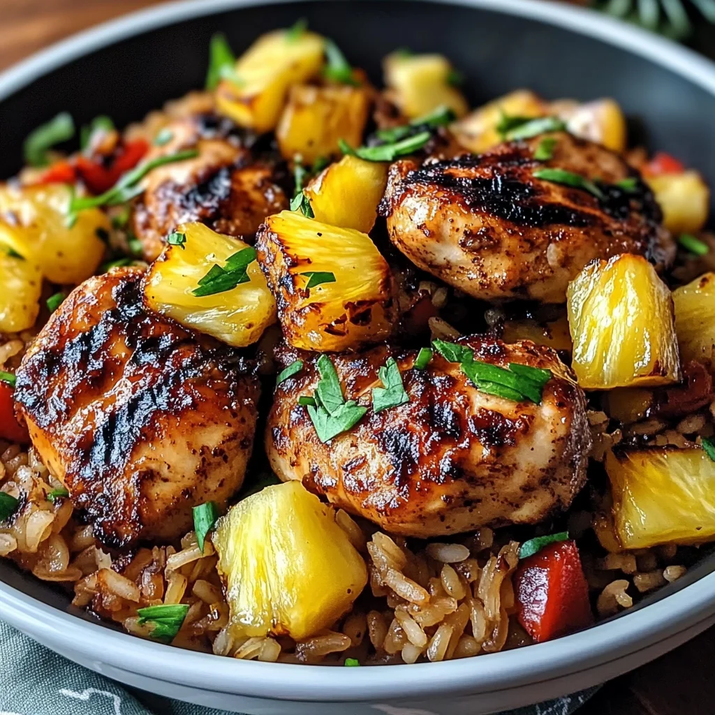 One Pan Caribbean Jerk Chicken with Pineapple-Coconut Rice Recipe