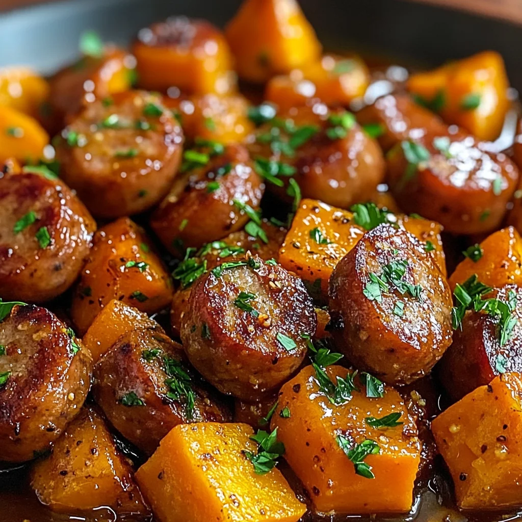 Sausage and Sweet Potatoes with Honey Garlic Sauce