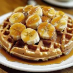 Banana Waffles with Caramel Topping