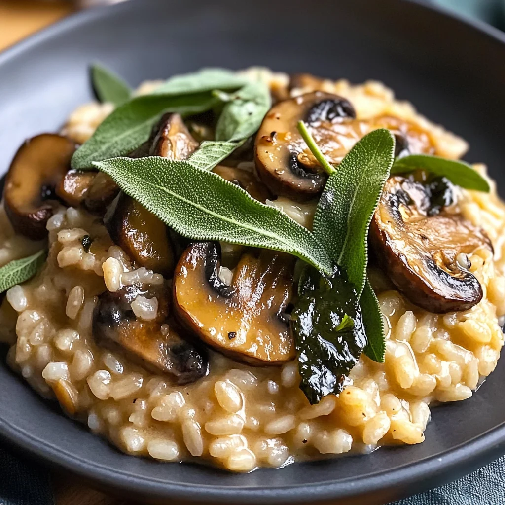 Creamy Mushroom Risotto with Crispy Sage